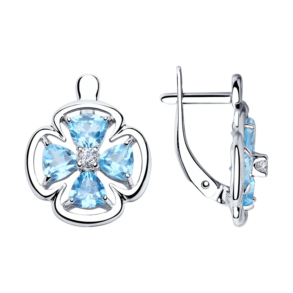 Серьги SOKOLOV из серебра с топазами и фианитами 
Серьги SOKOLOV из серебра с топазами и фианитами