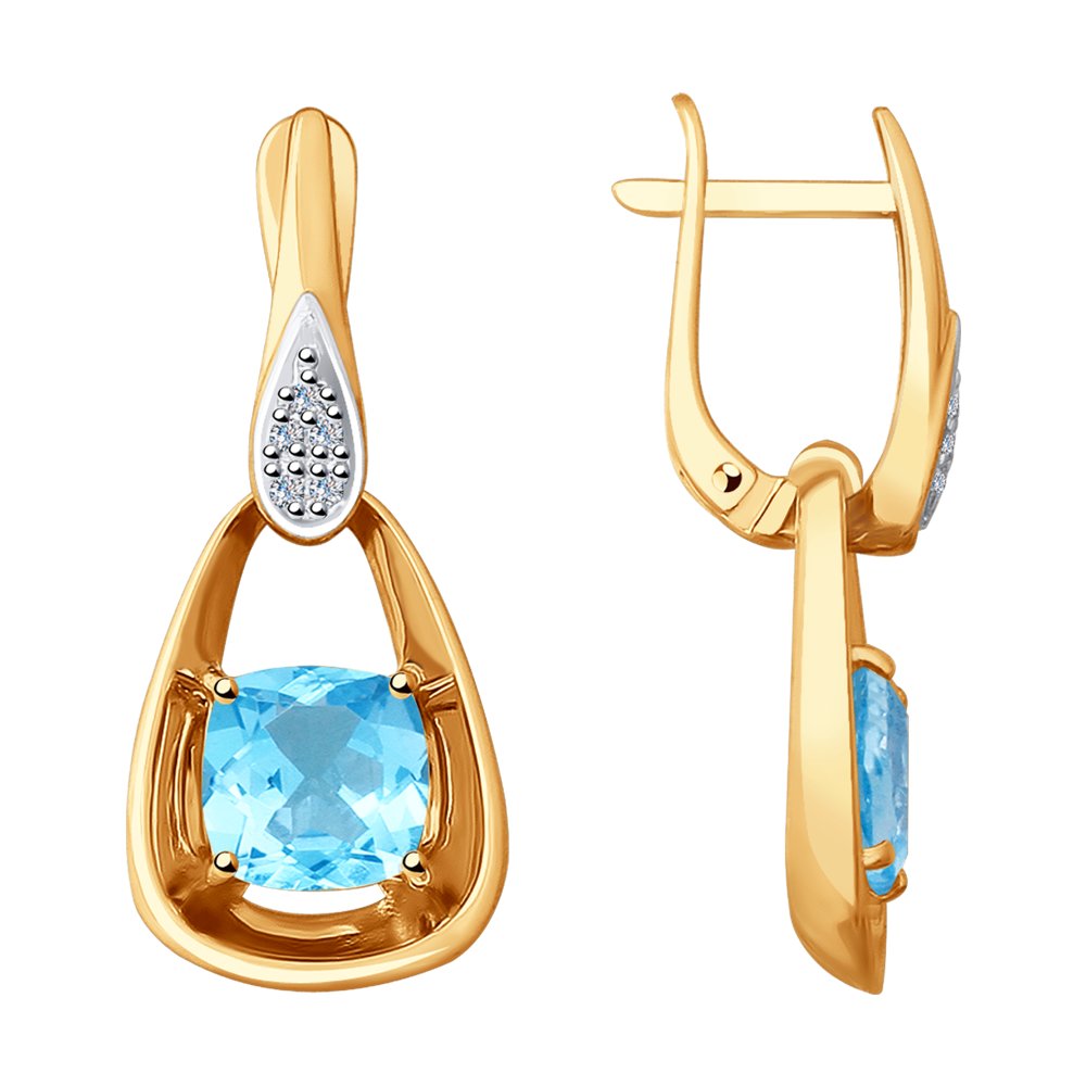 Серьги SOKOLOV из золота с бриллиантами и топазами 
Серьги SOKOLOV из золота с бриллиантами и топазами