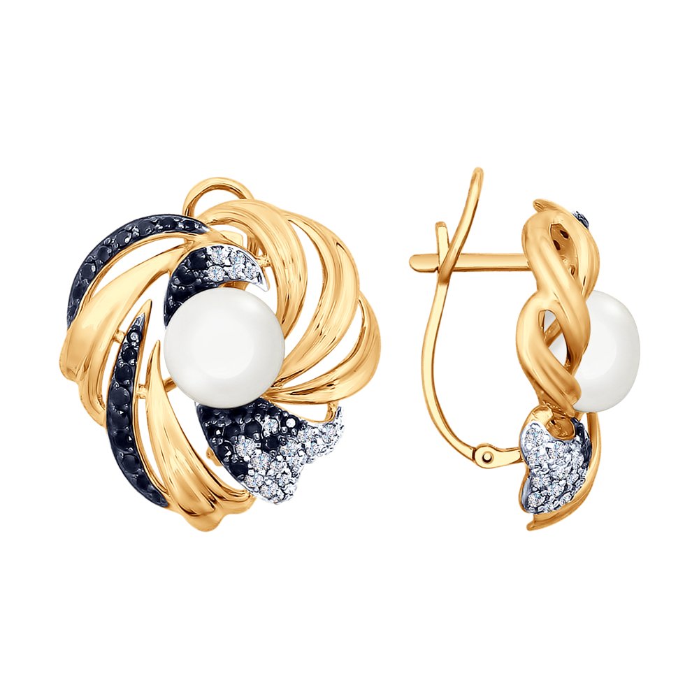 Серьги SOKOLOV из золота с жемчугом и бесцветными и чёрными фианитами
Серьги SOKOLOV из золота с жемчугом и бесцветными и чёрными фианитами