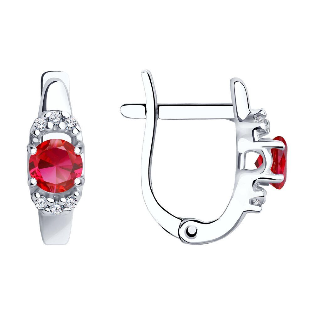 Серьги SOKOLOV из серебра с корундами рубиновыми (синт.) и фианитами 
Серьги SOKOLOV из серебра с корундами рубиновыми (синт.) и фианитами