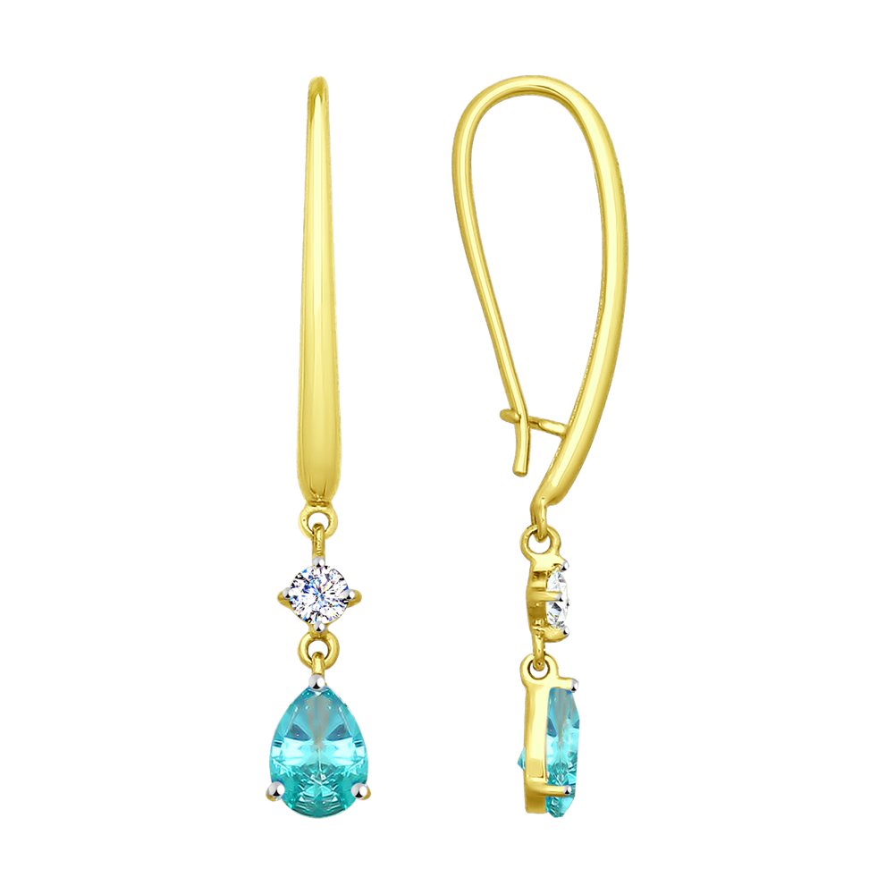 

Серьги SOKOLOV из желтого золота с бесцветными и зелеными Swarovski Zirconia