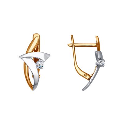 

Украшенные бриллиантом серьги SOKOLOV Diamonds из комбинированного золота