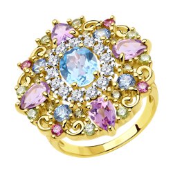 Кольцо SOKOLOV из золочёного серебра с фианитами 3800₽