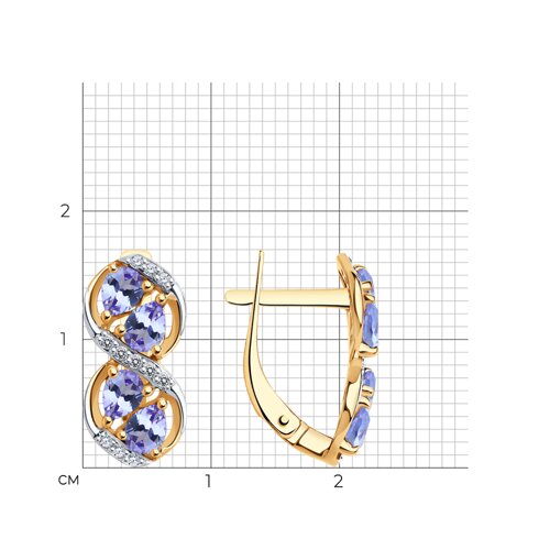Серьги из золочёного серебра с танзанитами и фианитами - фото 3