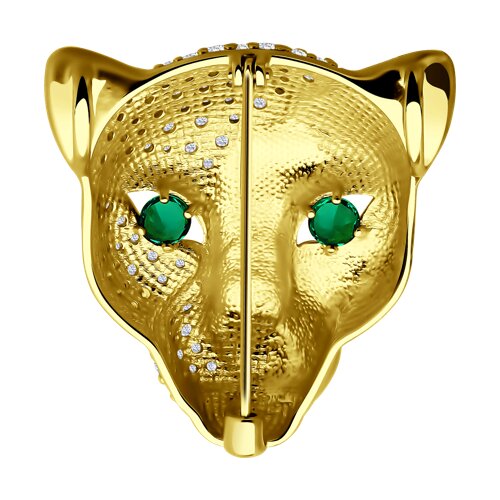 Брошь из золочёного серебра с фианитами и эмалью - фото 2