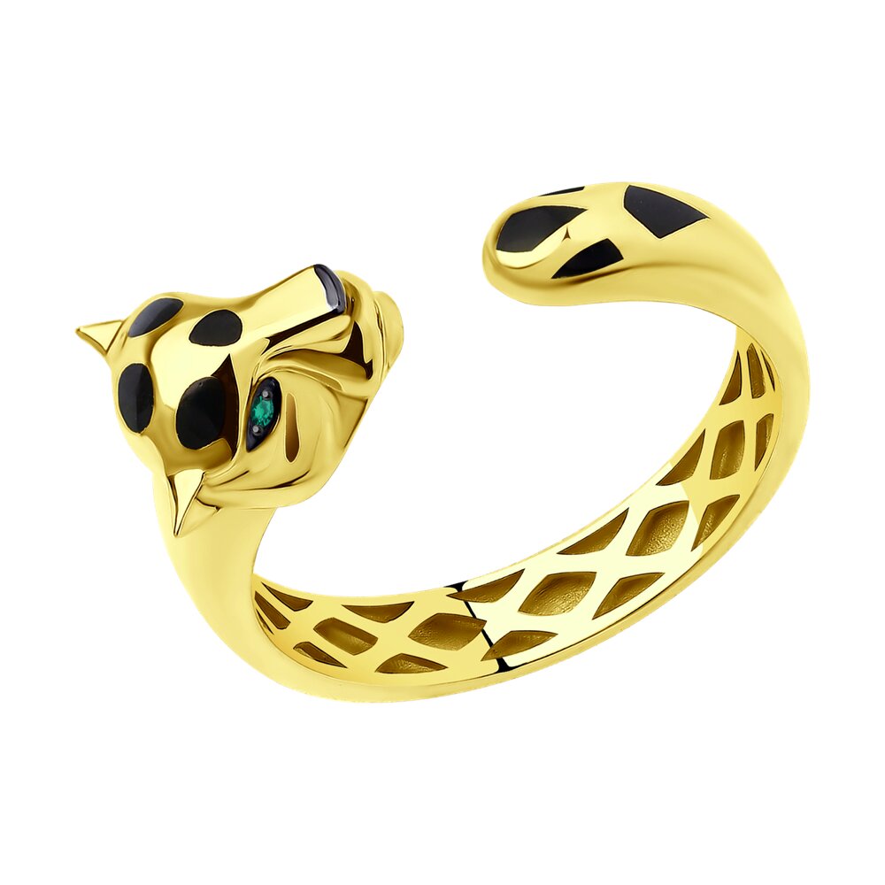 Кольцо SOKOLOV Diamonds из желтого золота с изумрудами и эмалью