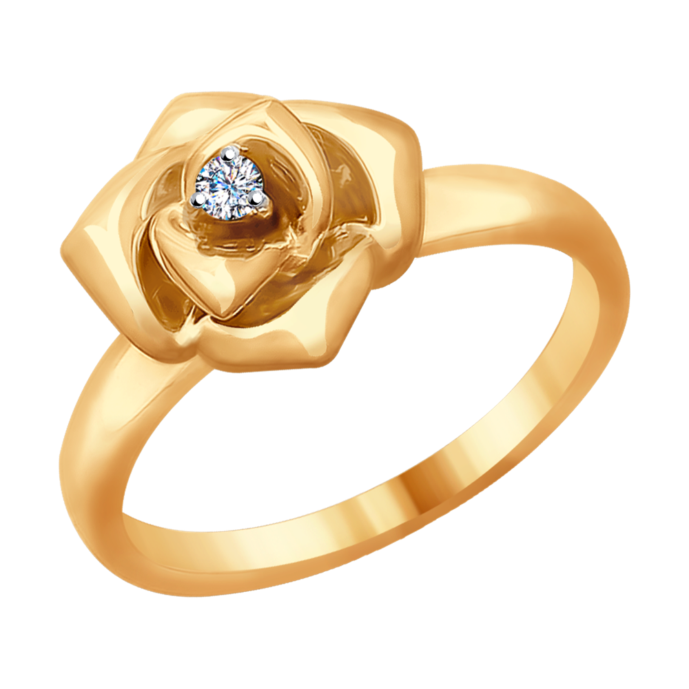 фото Кольцо «роза» sokolov diamonds из золота с бриллиантом