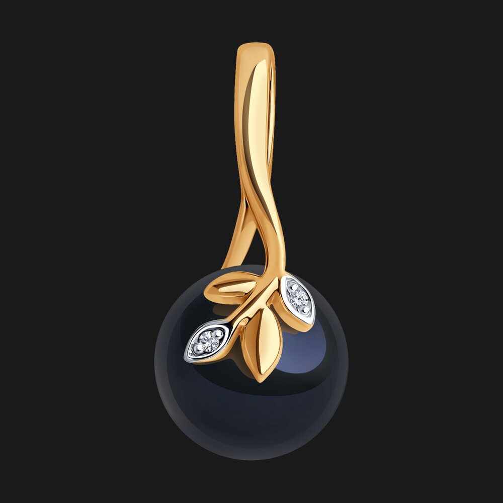 Подвеска SOKOLOV из золота с бриллиантами и жемчугом, фото 3