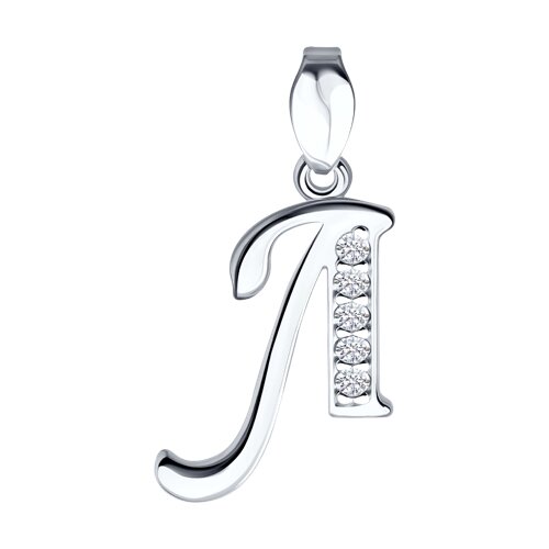 Подвеска-буква из серебра с фианитами - фото 1