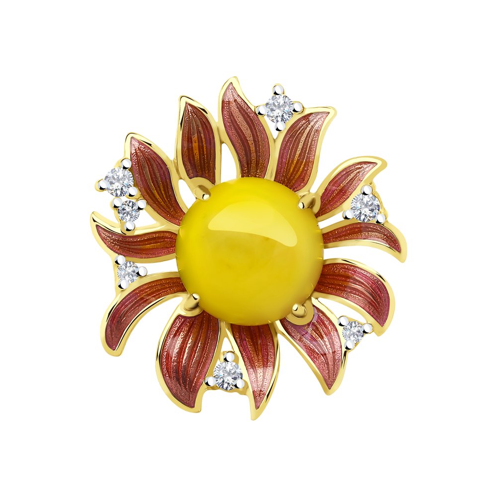 

Подвеска SOKOLOV из золочёного серебра с и эмалью и фианитами и синтетическим янтарём