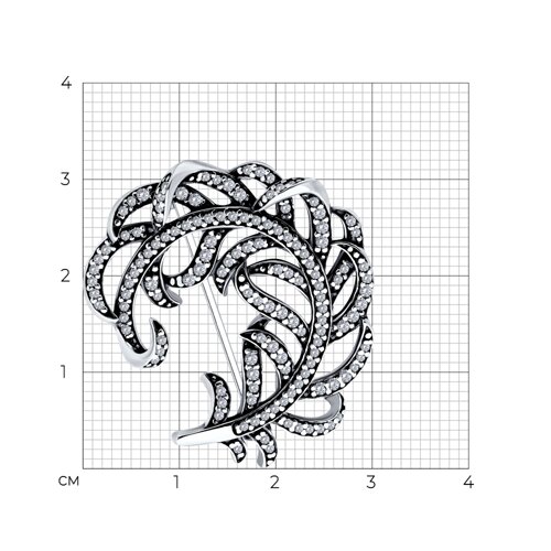 Брошь из серебра с фианитами - фото 3