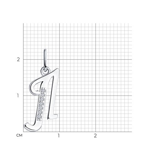 Подвеска-буква из серебра с фианитами - фото 5