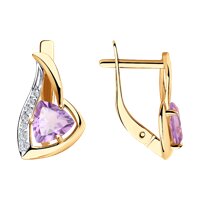 Серьги из золота с аметистами и фианитами