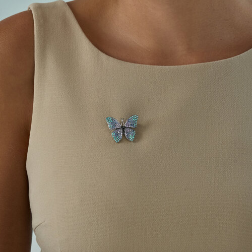 Брошь из серебра с фианитами - фото 3