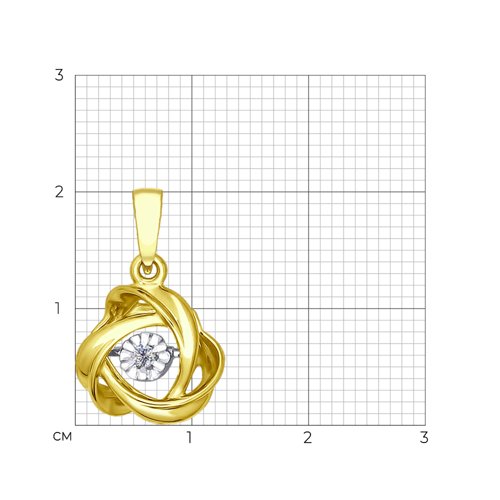 Подвеска из желтого золота с бриллиантом 1030556-2 SOKOLOV фото 2
