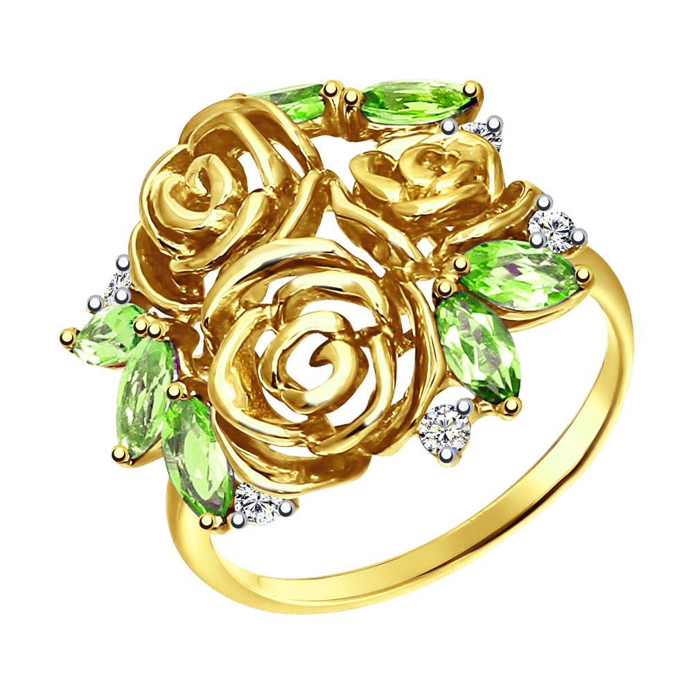 

Кольцо SOKOLOV из желтого золота с хризолитами и фианитами