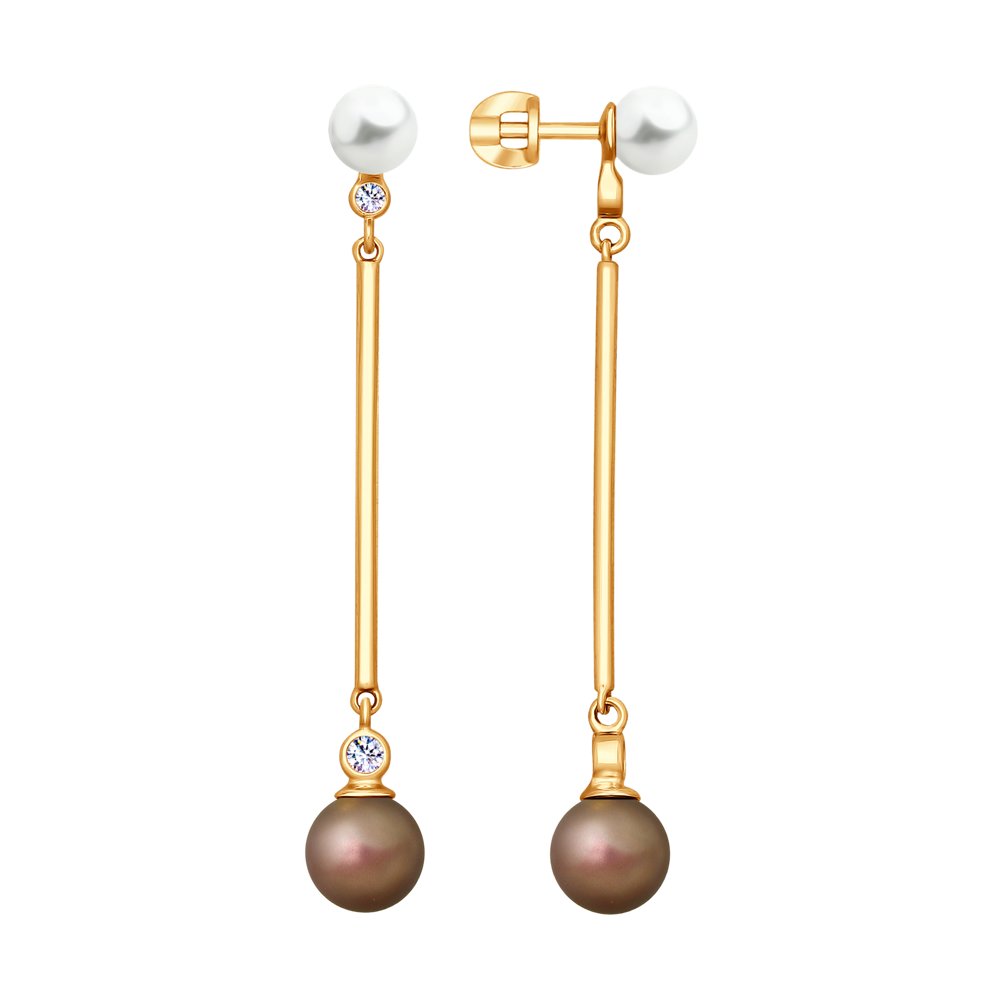 

Серьги SOKOLOV из золочёного серебра с жемчугом Swarovski