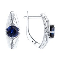 Серьги из серебра с корундами и фианитами