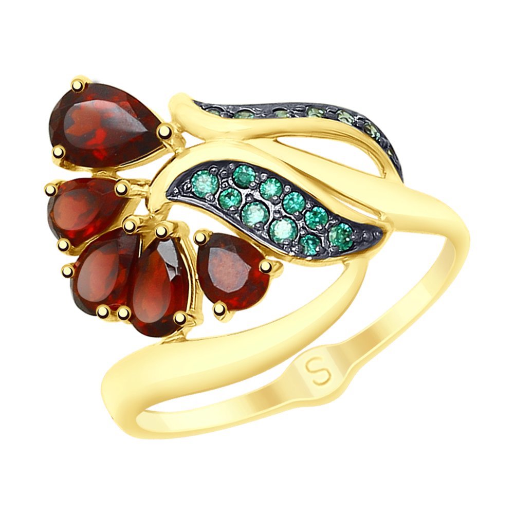 

Кольцо SOKOLOV из желтого золота с гранатами и фианитами