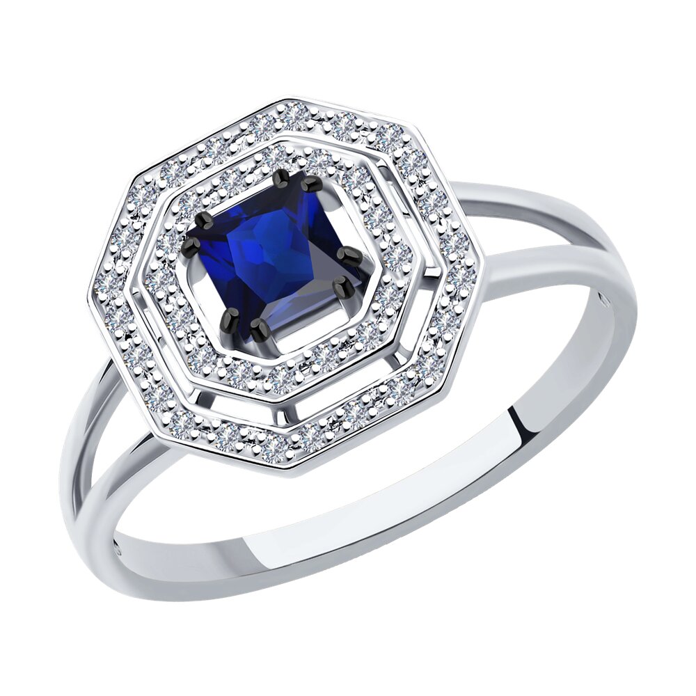 

Кольцо SOKOLOV Diamonds из белого золота с бриллиантами и сапфиром
