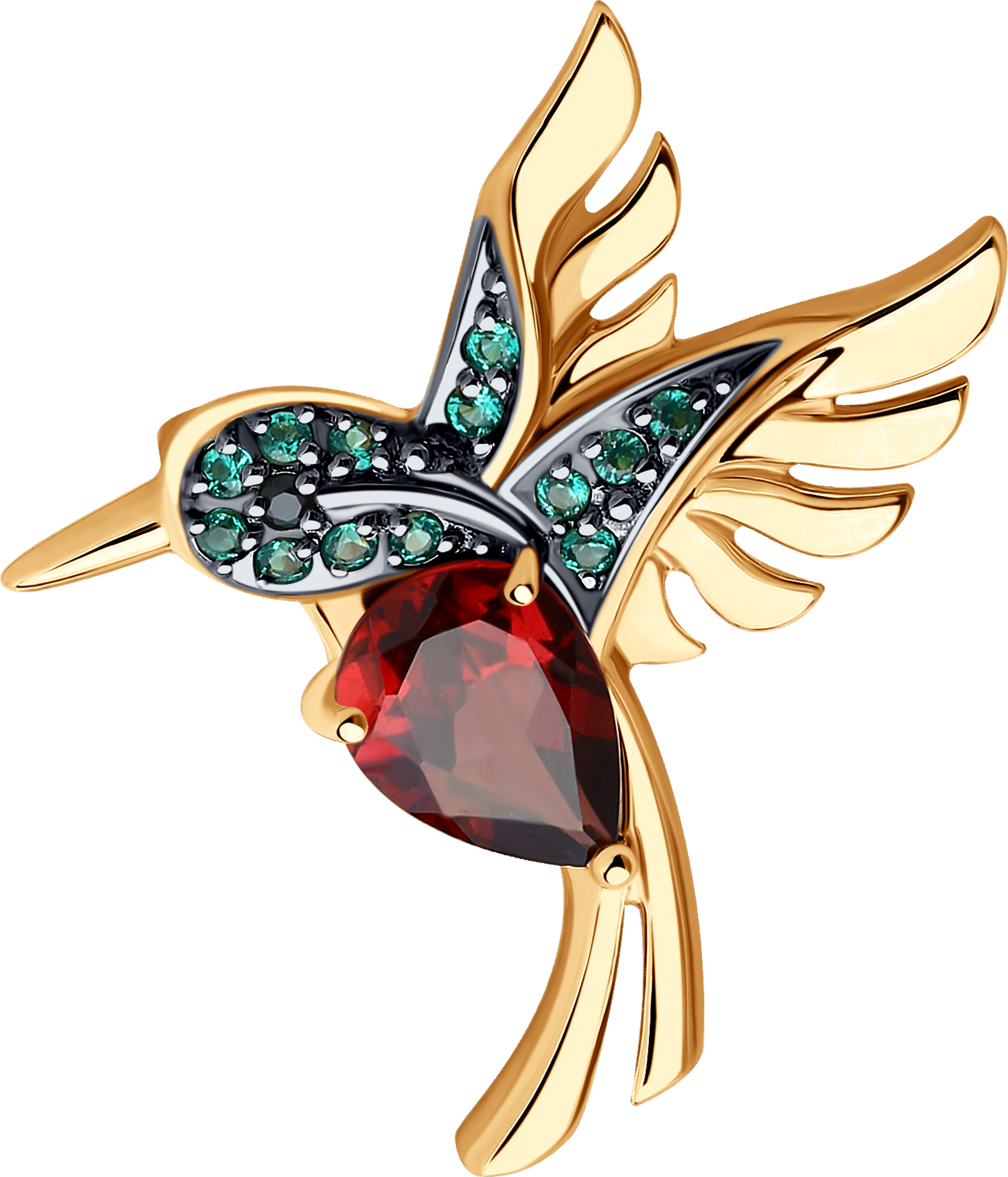 Брошь SOKOLOV из золота с родолитом и фианитами 16500₽