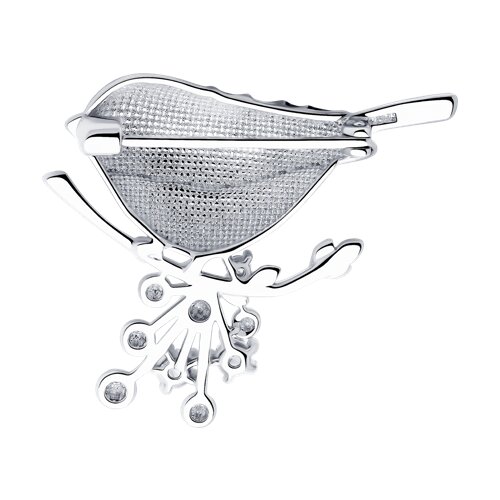 Брошь из серебра с фианитами и эмалью - фото 2