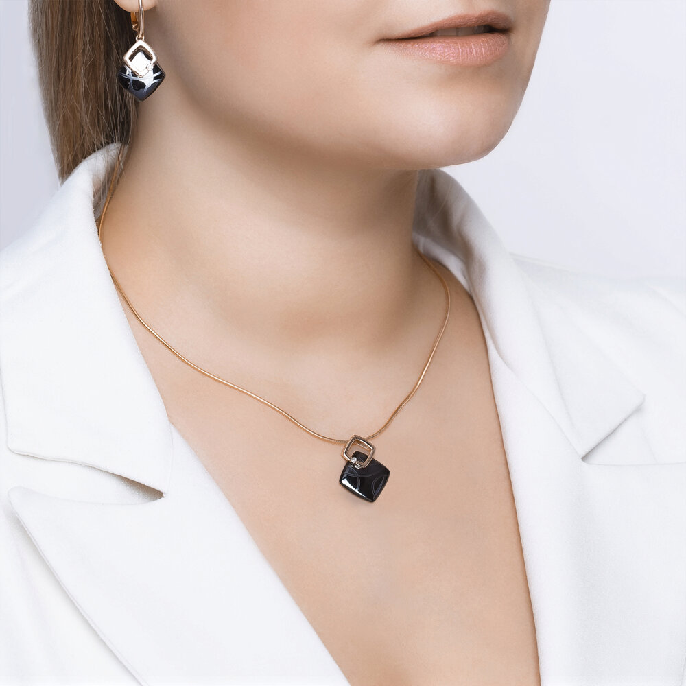 фото Подвеска sokolov diamonds из золота с бриллиантом и чёрной керамикой