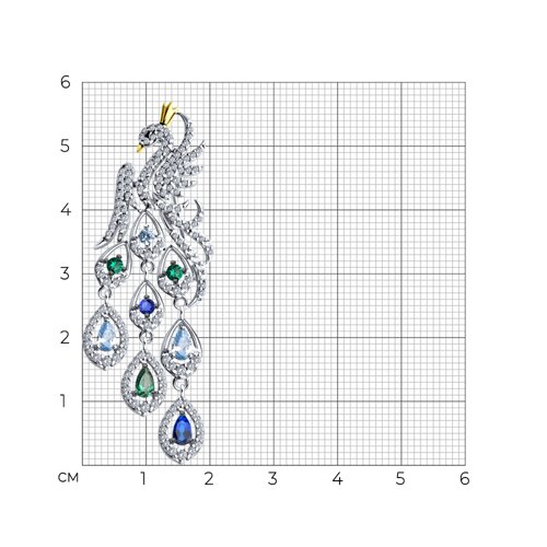 Брошь из золочёного серебра с фианитами - фото 4