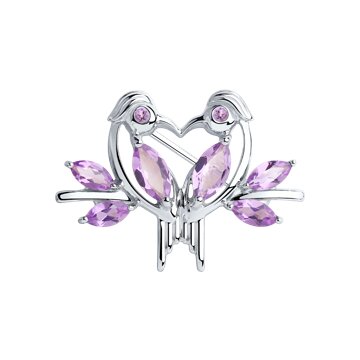 Брошь SOKOLOV из серебра с аметистами и фианитами 3100₽