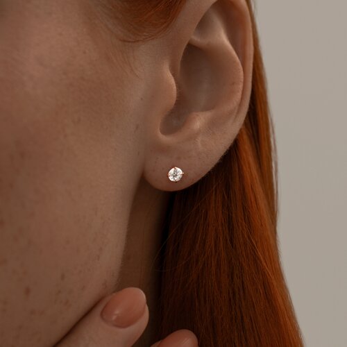 Серьги из золочёного серебра с фианитами - фото 4