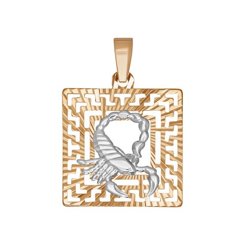 Подвеска "Знак зодиака Скорпион" из комбинированного золота с алмазной гранью