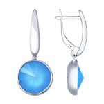 Серьги из серебра с голубыми кристаллами Swarovski