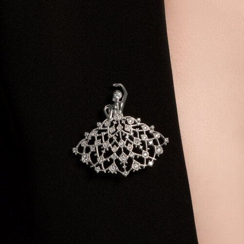 Брошь из серебра с фианитами - фото 3