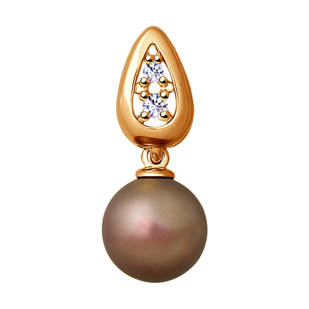 

Подвеска SOKOLOV из золочёного серебра с коричневым жемчугом Swarovski и фианитами