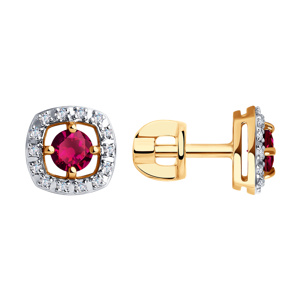 фото Серьги sokolov diamonds из золота с бриллиантами и рубинами