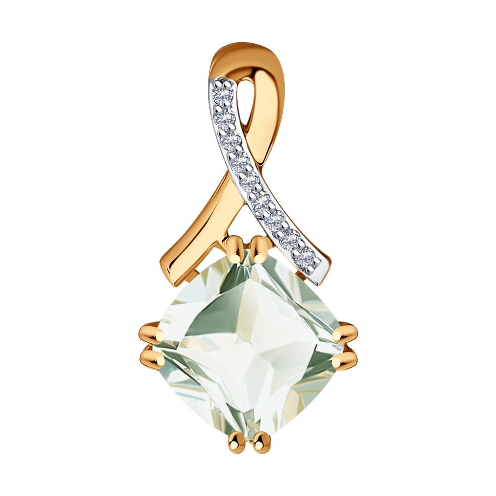 фото Подвеска sokolov diamonds из золота с бриллиантами и празиолитом