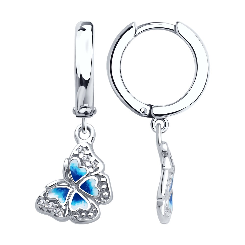 Серьги SOKOLOV из серебра с фианитами и эмалью