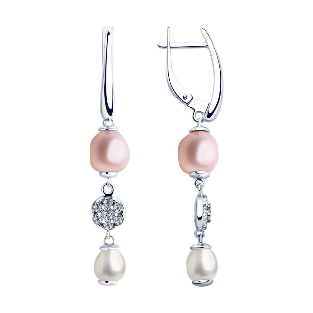 

Серьги SOKOLOV из серебра с жемчугом Swarovski и фианитами