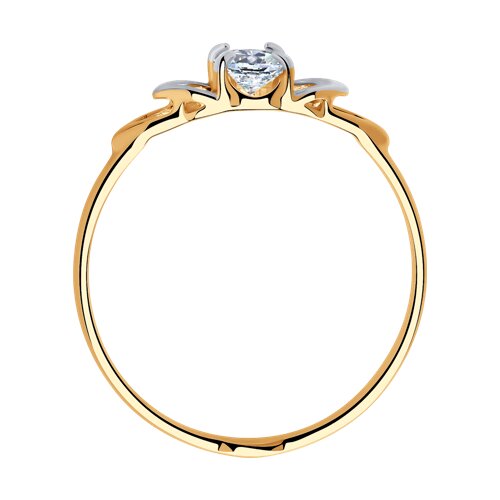 Кольцо из золочёного серебра с фианитом - фото 3