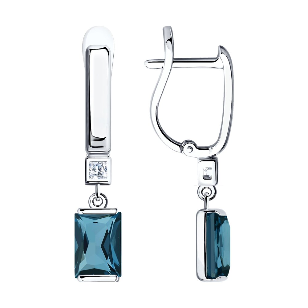 

Серьги SOKOLOV из белого золота с синими топазами и Swarovski Zirconia