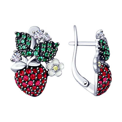 Серьги из серебра «Земляника»