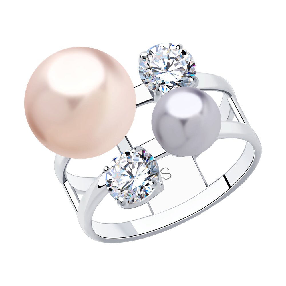 

Кольцо SOKOLOV из серебра с жемчугом Swarovski и фианитами