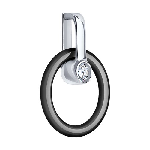 Подвеска из серебра с керамической вставкой и фианитом - фото 2