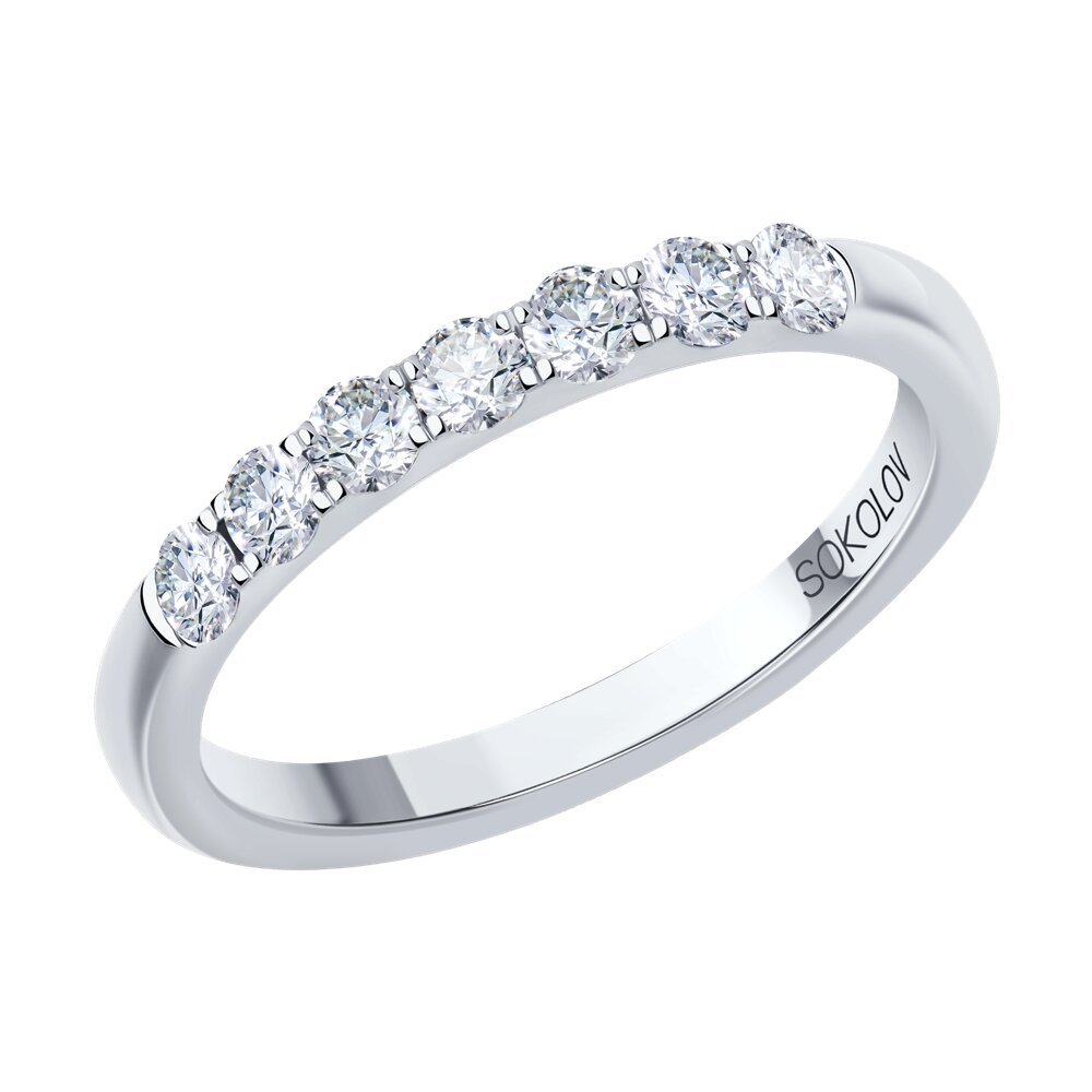 Обручальное кольцо SOKOLOV Diamonds из белого золота с бриллиантами