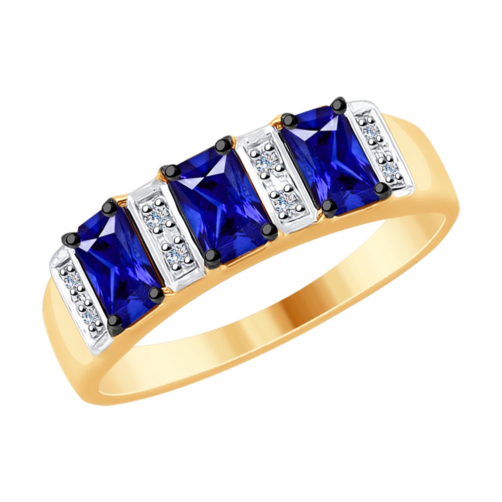 

Кольцо SOKOLOV Diamonds из золота с бриллиантами и синими корунд (синт.)
