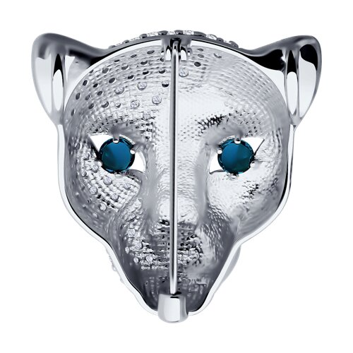 Брошь из серебра с фианитами и эмалью - фото 2