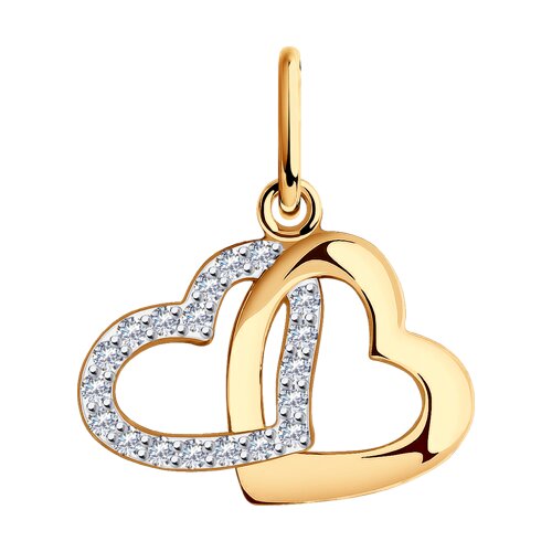 Золотая подвеска love с фианитами