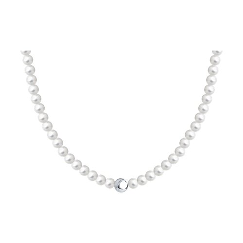 Колье из серебра с синтетическим жемчугом - фото 1