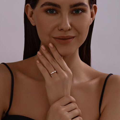 Кольцо из золочёного серебра с фианитами - фото 4