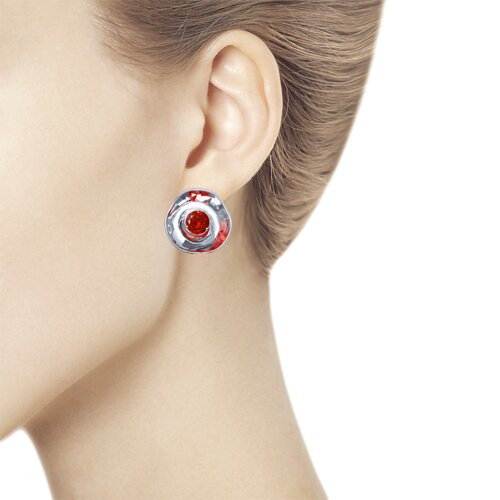 Серьги из серебра с фианитами